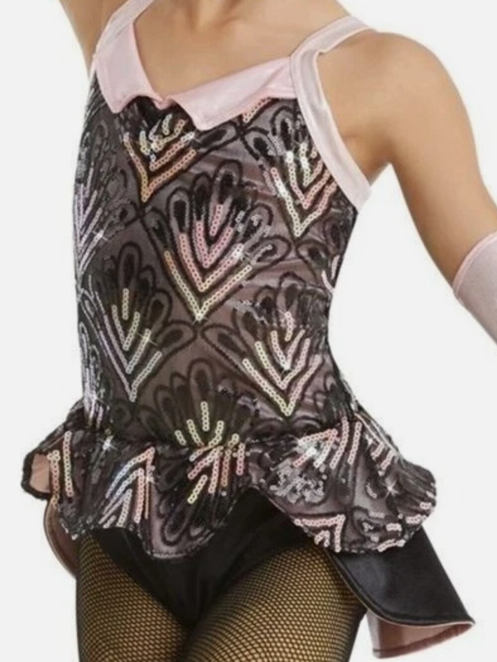 Weissman Sequin Patterned Dance Leotard in Pink and Black